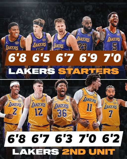 体型劣势得到改善？湖人潜在首发阵容平均身高6尺8 替补平均6尺6